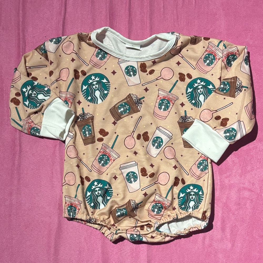 Small Shop Starbucks Themed Baby Romper